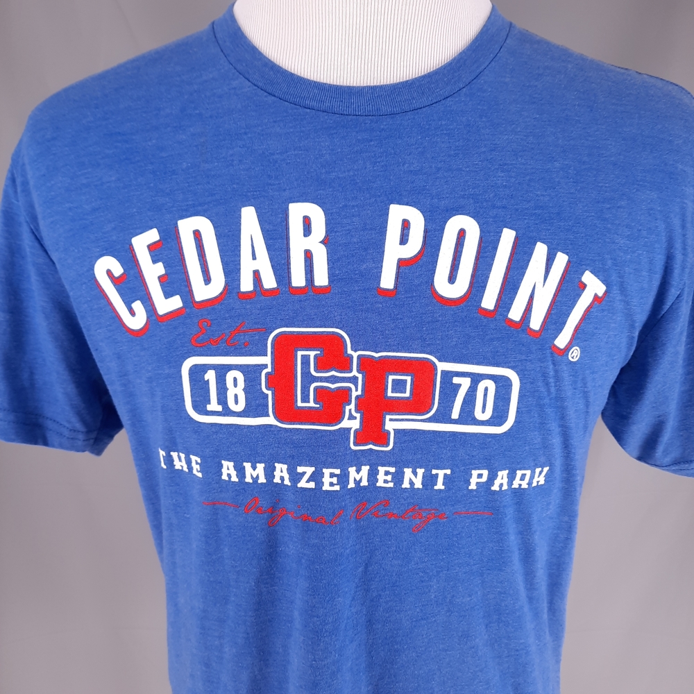 NEW Cedar Point Amusement Park Blue T-Shirt Men's Large Rollercoasters